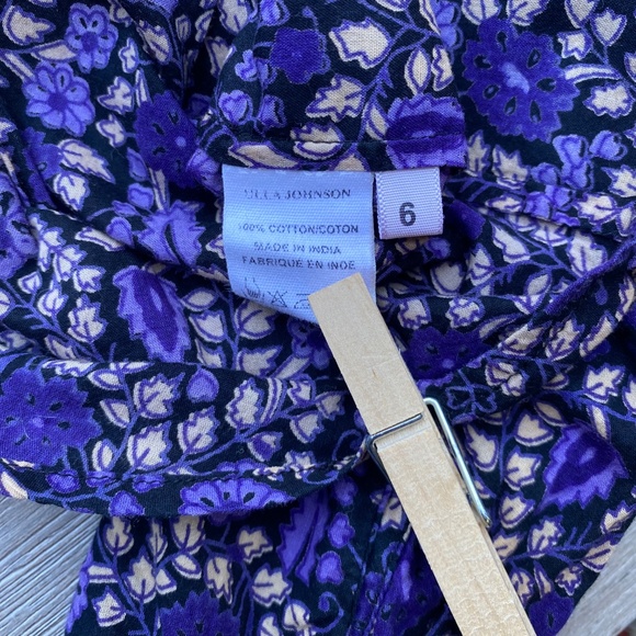 Ulla Johnson Purple Peasant Blouse Sz 6 Floral Cottagecore Boho Whimsygoth - Picture 13 of 15
